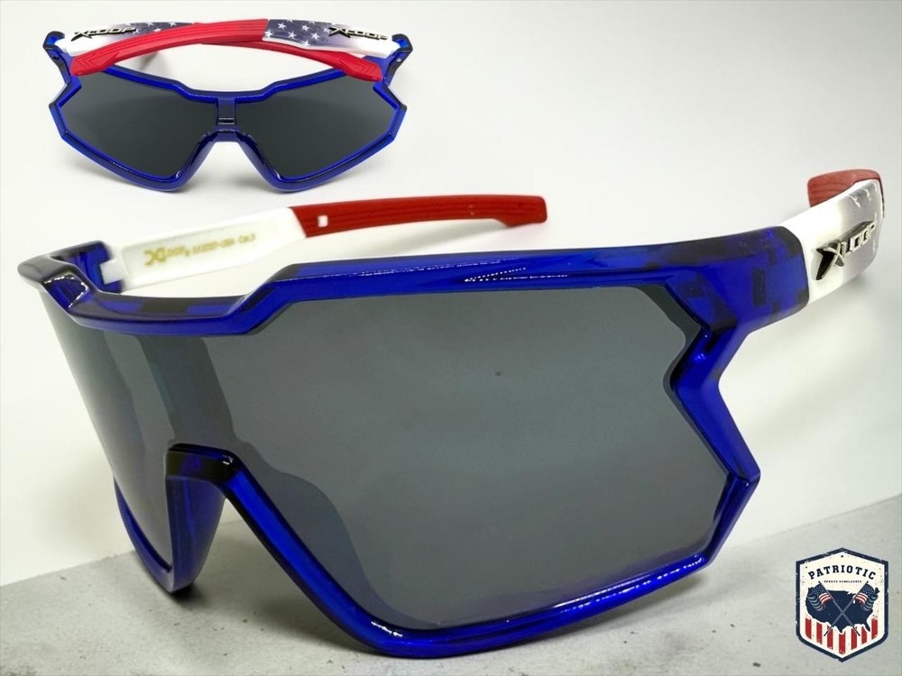 Oversize Sporty Wrap Around Large SUNGLASSES For Men Patriotic American USA Flag