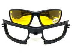 MOTORCYCLE Night Riding Padded Safety Protective SUN GLASSES GOGGLES Yellow Lens