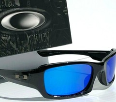 NEW Oakley FIVES Squared Black POLARIZED Galaxy Blue Mirror Lens Sunglass 9238