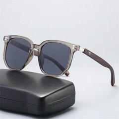 Classic Wood Grain Mirror Legs Sunglasses Men’s Small Frame Square Sun