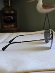 Coach CAY91 C Hardware Metal Pilot Aviator Shiny Gunmetal Blue Sunglasses