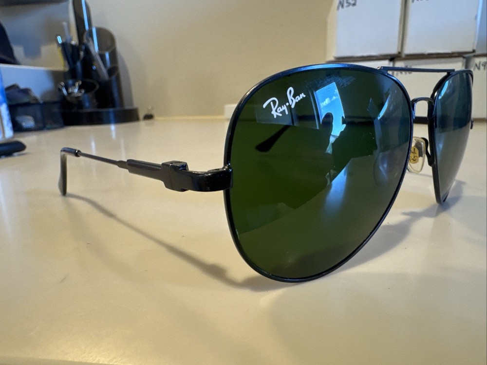 Ray-Ban Sunglasses RB3025 Aviator Black Frame Green Lens 58mm #N60