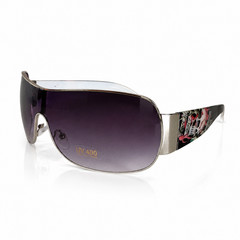 Oversized Shield Sunglasses UV400 Gradient Lens Tattoo Skull Arms Luxe + Pouch