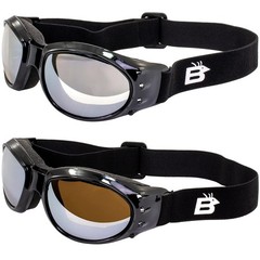 Eyewear Padded Motorcycle Riding Goggles Black Clear Driving Mirror 2 Pairs
