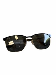 Authentic Ray-Ban RB3569 59-17-145 Gold Black Sunglasses Dark Gray Lenses Unisex