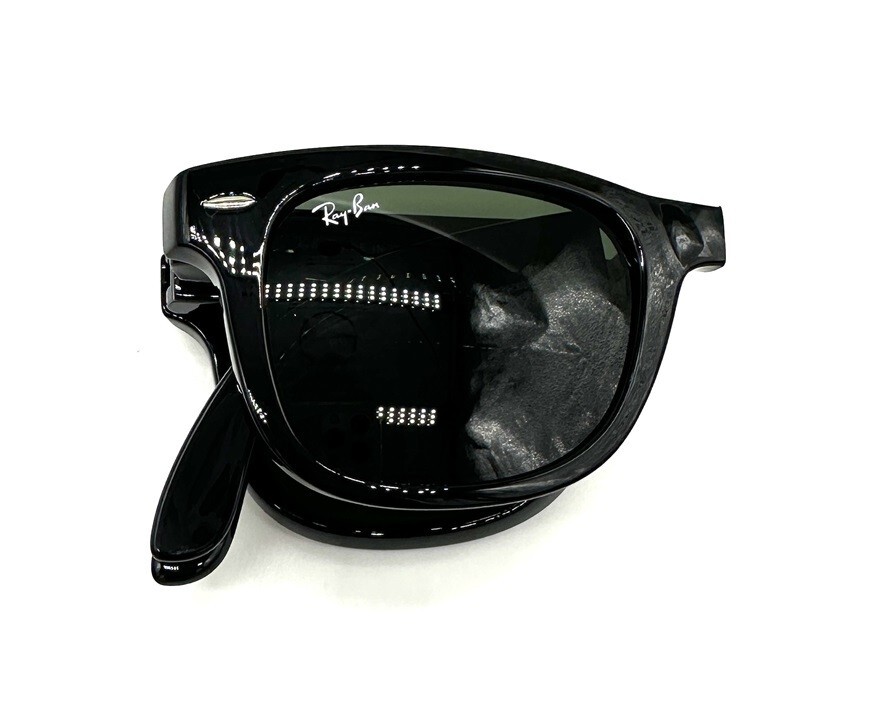 RAY BAN Sunglasses WAYFARER FOLDING Shiny Black Green G15 RB4105 50-22 Returned