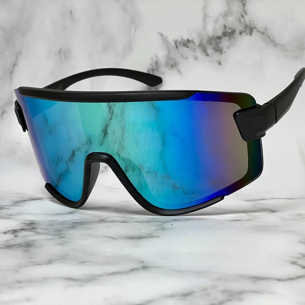 Sport Men Baseball Running Ski Sunglasses Retro Reflective Big Large Single Lens