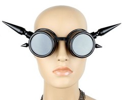 3″ Spike Silver goggles cyber punk gothic cosplay aviator Steampunk Burning Man