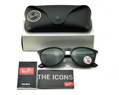 Ray-Ban Women Sunglasses RB4171 Erika Black Frame Polarized Green Lens 54mm