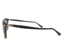 Persol Sunglasses 3059-S 95/31 Polished Black Rectangle Frames with Green Lenses