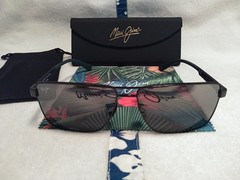 BRAND NEW Maui Jim PIHA Polarized Shiny Gunmetal Black/ Dual Mirror B621-02