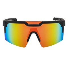 HITECH – Futuristic Rimless Shield Sunglasses Black-Orange Orange Mirror
