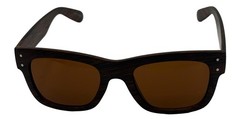 Perry Ellis Mens Sunglass Wood Strip Plastic Square, Solid Brown Lens PE71 2
