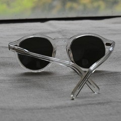 Round black polarized sunglasses Johnny Depp glasses crystal acetate glasses