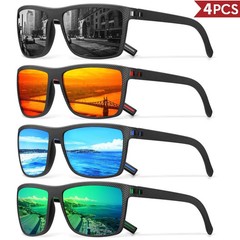 3/4 Pack New Designer Box Polarized Colorful Sunglasses for Men and Women Suitab
