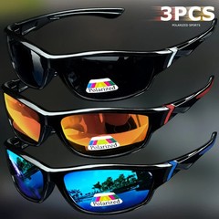 3 Pairs Polarized Sports Sunglasses Men Vintage Fishing Running Cycling UV400 Lo