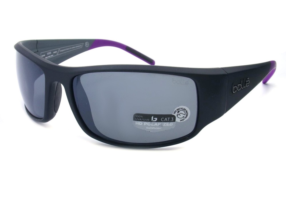 Bolle King Polarized Sunglasses Matte Trail Black with TNS Grey Lenses BS026011