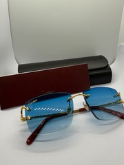 Cartier Big C Without Diamond cut Blue Frameless Lens with Gold Frame