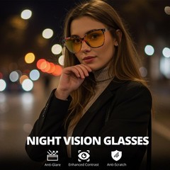 HASFOX Night Vision Driving Glasses for Women Men, Yellow Medium, A04 Floral