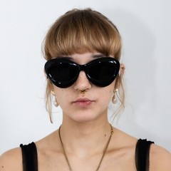 Y2K kiss kiss oversized sunglasses in black on black