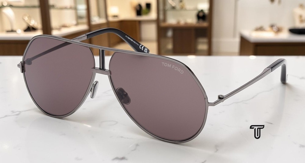 Tom Ford FT1281 08A Rickie 02 Shiny Gunmetal Smoke 63 mm Men’s Sunglasses