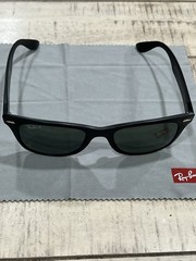 Ray-Ban Polarized Wayfarer Sunglasses Black Plastic Frame Green Lenses Men