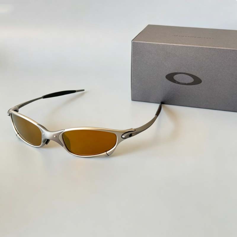 Oakley Juliet X-Metal Silver/Grey Frame Gold Lens Sunglasses w/ Box