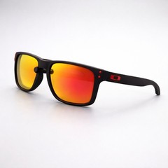 Oakley Holbrook Matte Black Frame Sunglasses Fire Polarized Lens New UV400