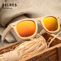 FELRES Handmade Unisex Bamboo Wood Polarized Sunglasses Wooden Frame Glasses