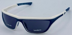 Umbro Mens Sunglass White / Blue, Solid Smoke Lens Plastic Sport Wrap GS02