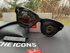 RayBan State Street Geometric Thick Square Polarized Sunglasses RB2186 Black
