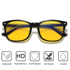 Night Vision Glasses for Driving Square Anti Glare UV400 Protection Lightweig…