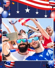 3 Pairs 4th of July 80s 90s Retro Semi Rimless Sunglasses American USA Flag Sung