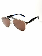 Burberry B 3160 1005/73 Sunglasses Silver Blue Brown Lenses Pilot Aviator 61mm