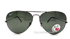 Ray Ban Aviator Black Classic Polarized Green Sunglasses RB3025 004/58 58 mm