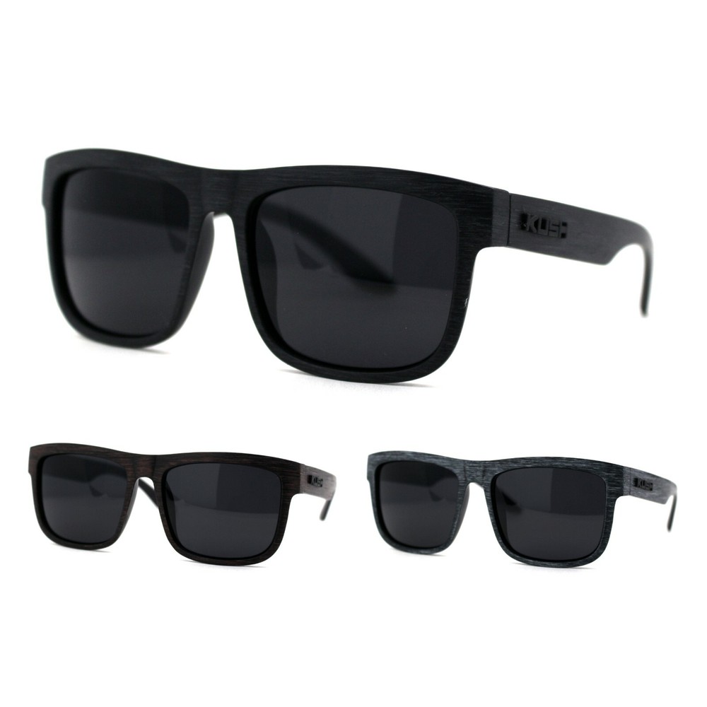 Kush Brushed Plastic Wood Grain Iconic Horn Rim Sunglasses