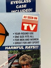 Vintage 80s AMBER SHIELD As Seen On TV Sunglasses NIB Amber Aviator Driving G…