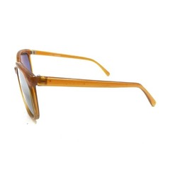 FSI Translucent Brown Round Sunglasses Mirrored Gray Lens Designer Men Women