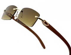 Mens Sunglasses Small Rectangular Hip Hop Rapper Gold Clear Lens Square Rimless