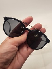 Brand New Diesel Round Sunglasses DL0188 Gloss Black Silver Bar 01A 54-17-145 3