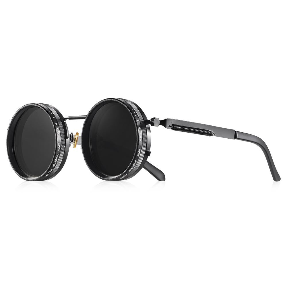 Polarized Round Sunglasses ND9 Adjustable Dimming Men Women Retro Punk