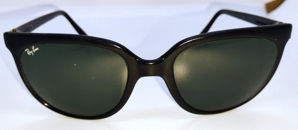 Vintage BAUSCH & LOMB RAY-BAN Black Sunglasses Frame France Nylon Green Lens