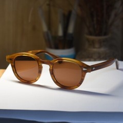 Vintage Johnny Depp brown polarized sunglasses mens solid blonde glasses UV400