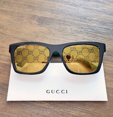 Gucci GG1735S 005 54mm Square Sunglasses in Black/Green Yellow GG Pattern Lens