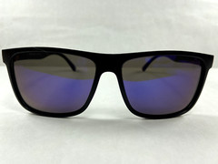 Blue Mirror Lenses Matte Black Frames Square Sunglasses 908P MADE IN CHINA