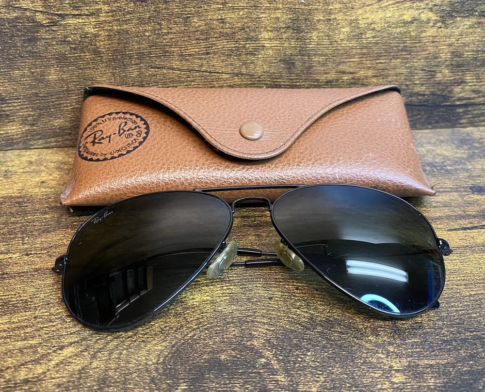 Vintage Ray-Ban Aviator Total Black Polarized 58 mm Sunglasses RB3025 58-14