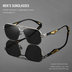 Men’s UV400 Polarized Square Sunglasses Metal Frame Driving Outdoor Eyewear
