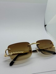 Cartier Big C Without Diamond Cut Brown Frameless Lens with Gold Frame