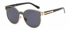 86036 C5 ROUND INTEGRAL FASHION SUNGLASSES METAL BLACK GOLD FRAME SMOKE LENS