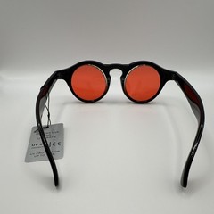 All Round Sunglasses Black Plastic/Metal Frame Red Tinted Plastic Lenses UV400